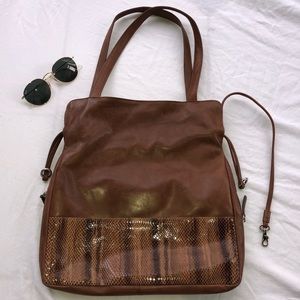 Leather and snake brown bag/purse